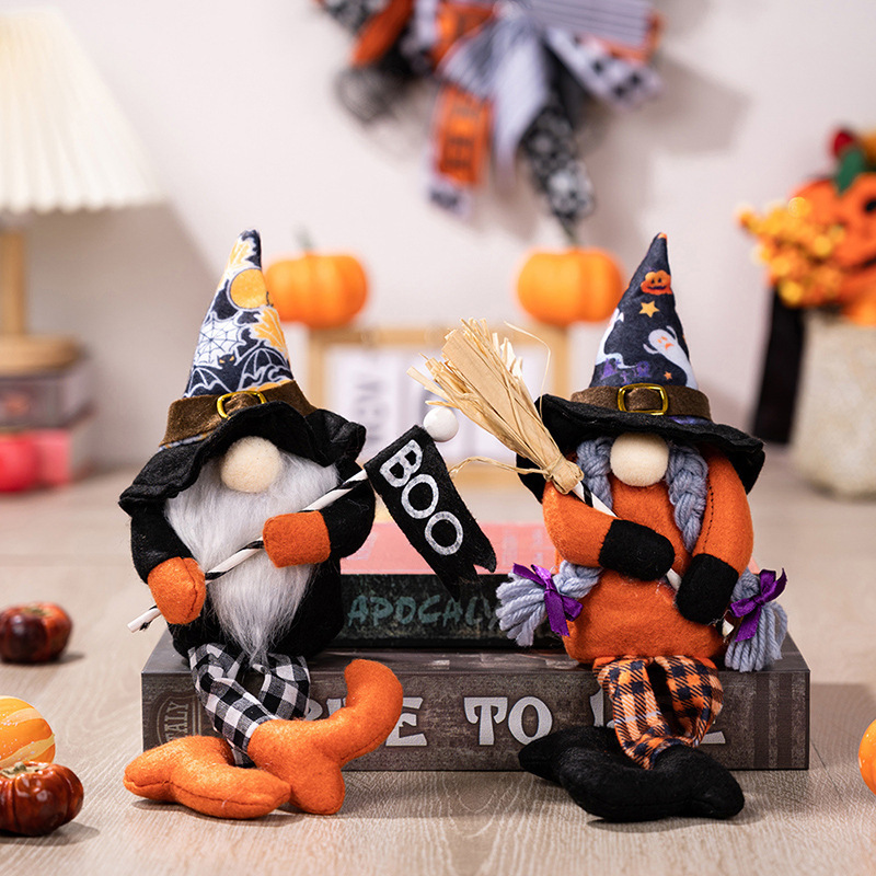 Halloween Plushies Spooky Halloween Decor: Faceless Witch Doll, Hanging Legs & Boo Flag
