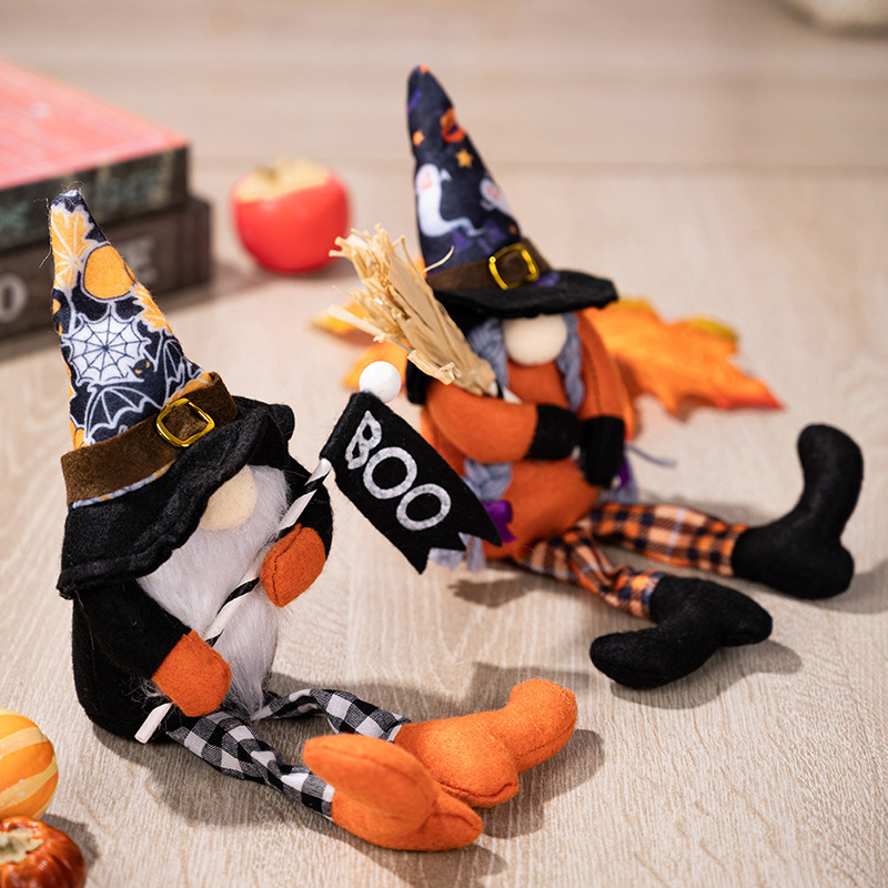 Halloween Plushies Spooky Halloween Decor: Faceless Witch Doll, Hanging Legs & Boo Flag