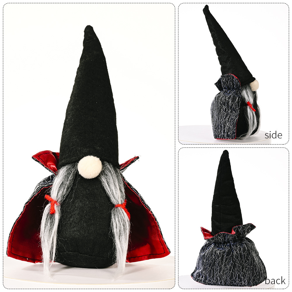 Halloween Plushies Spooky Halloween Dwarves: Faceless Witch & Vampire Dolls with Cloaks