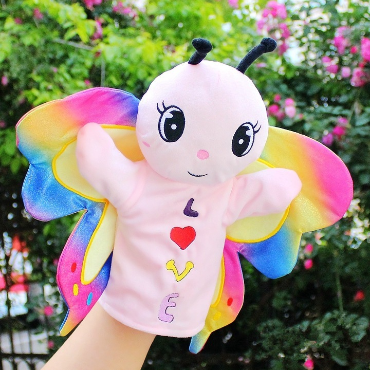 Insect Plushies Interactive Butterfly Hand Puppet - Soft Stuffed Toy Figure for Kids