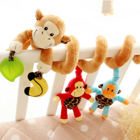 Monkey Plushies Happy Monkey Plush Spiral Mobile: 0-12 Months Baby Crib & Stroller Toy