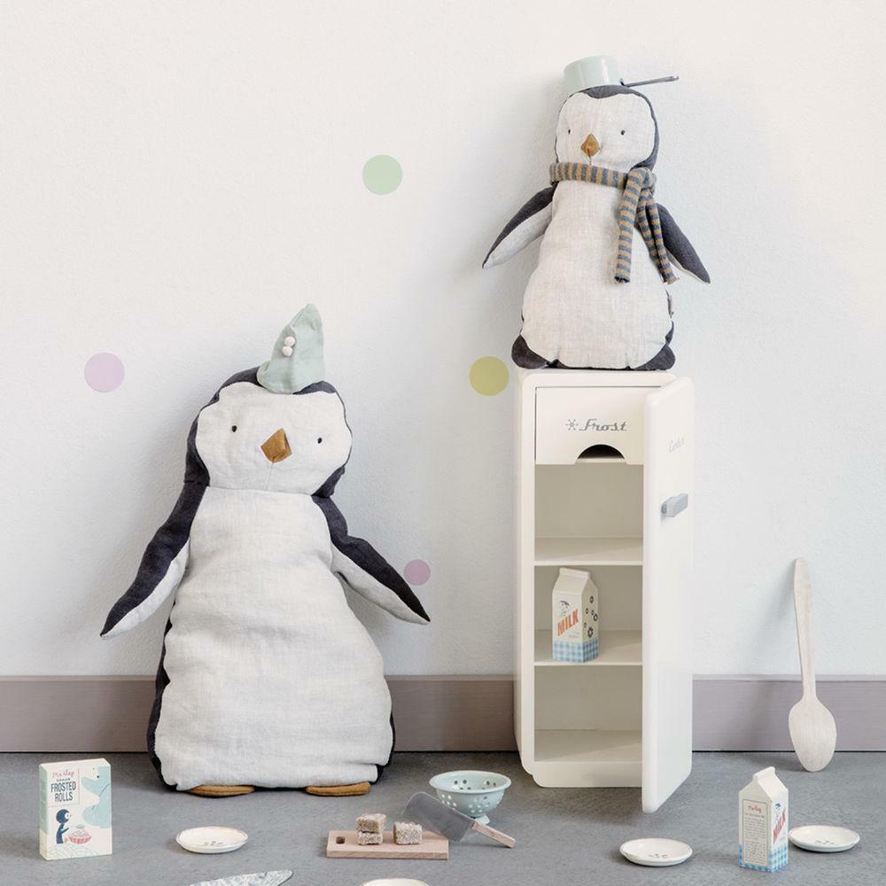 Penguin Plushies Handmade Nordic Linen Penguin Doll with Knitted Scarf - Soft & Neutral Texture
