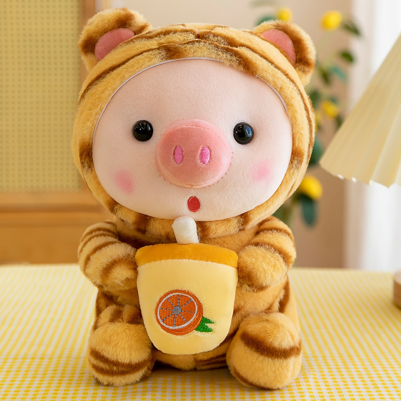 Pig Plushies Adorable Milk Tea Pig Plush Toy - Perfect Cuddly Companion