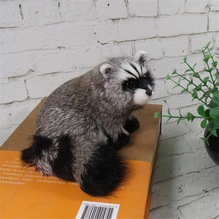 Raccoon Plushies Realistic Raccoon Taxidermy Model - 9-Section Fur Craft & Photography Prop