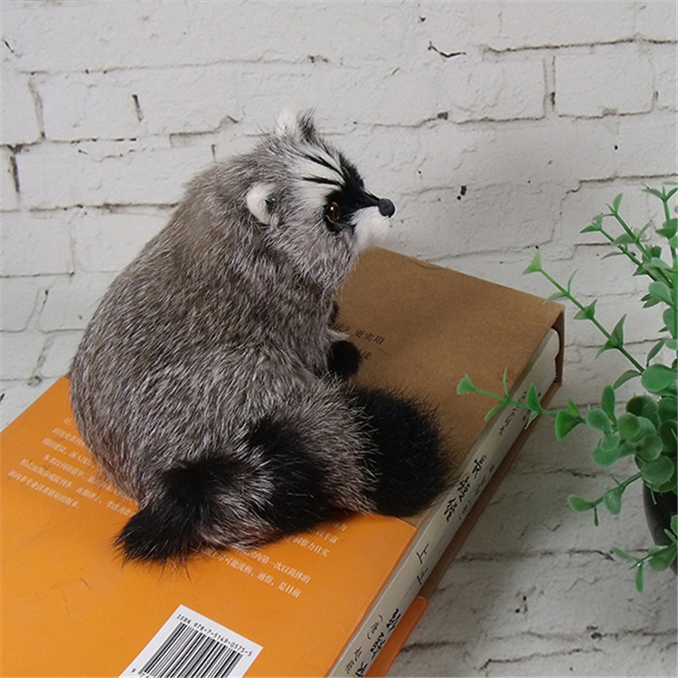 Raccoon Plushies Realistic Raccoon Taxidermy Model - 9-Section Fur Craft & Photography Prop