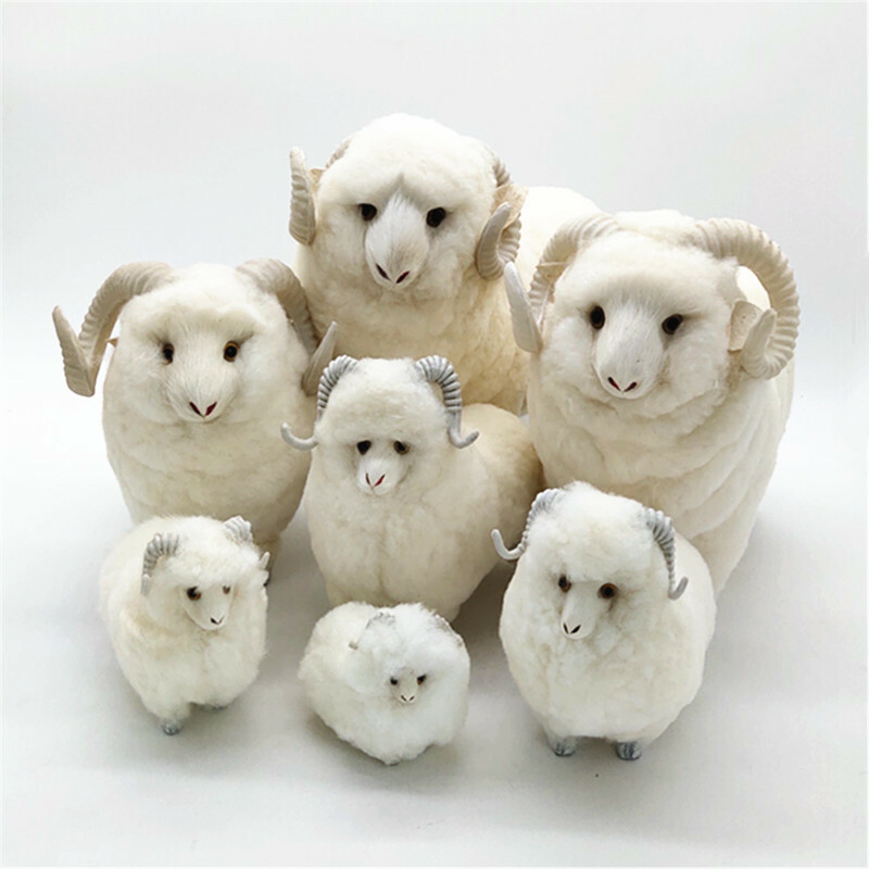 Sheep Plushies Realistic Faux Fur Sheep Decoration - Lifelike Animal Prop Craft