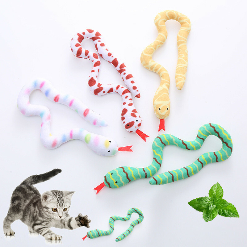 Snake Plushies Mint Plush Snake Cat Toy: Enticing Biting Fun for Your Pet