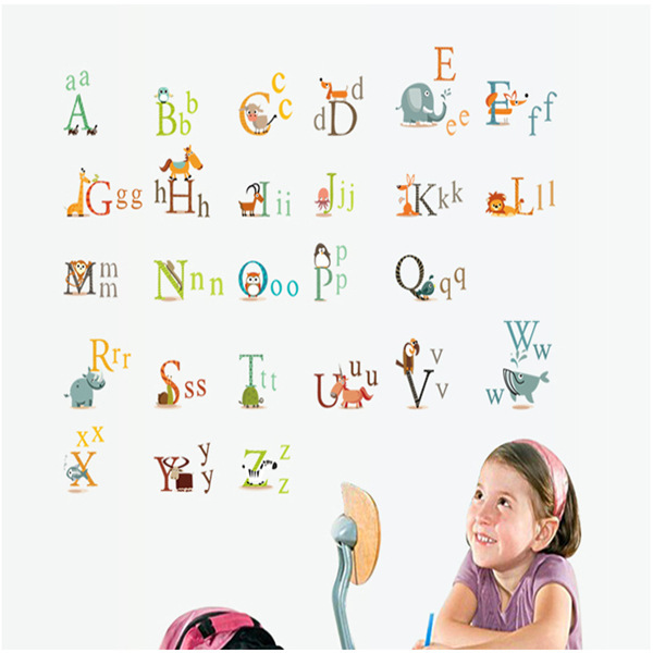 Themes And Characters Mulla Castle 26 English Letters Wall Stickers for Kids' Kindergarten Learning