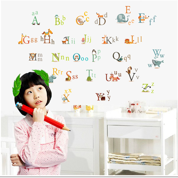 Themes And Characters Mulla Castle 26 English Letters Wall Stickers for Kids' Kindergarten Learning