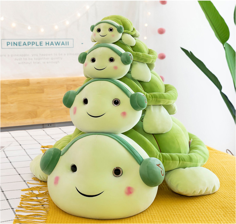 Turtle Plushies Adorable Small Tortoise Plush Toy for Couples - Colorful Ear Design
