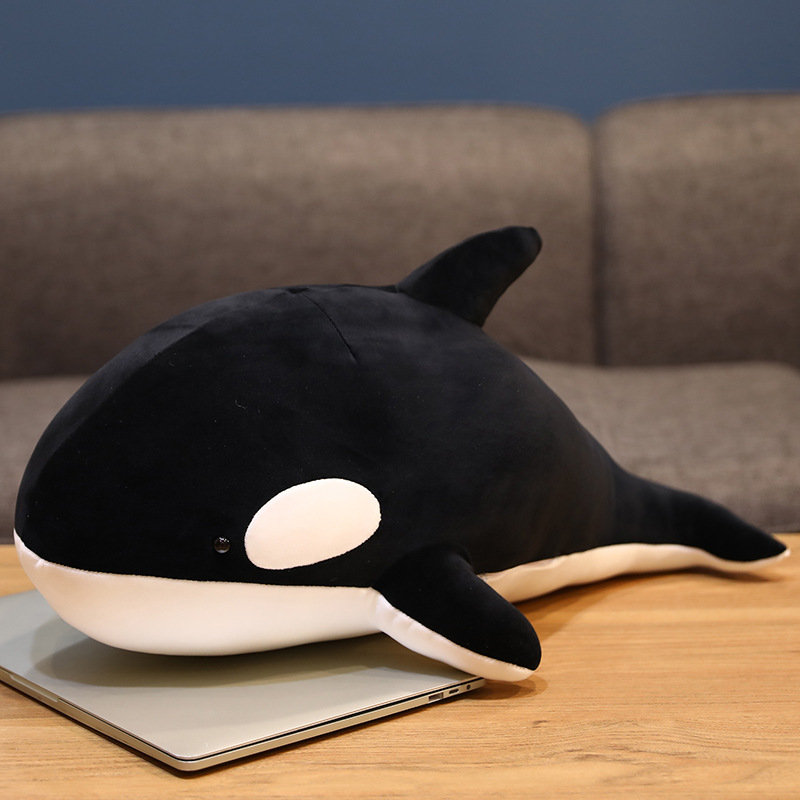 Whale Plushies Black Whale Sleeping Doll Pillow - Cuddle & Dream Comfortably