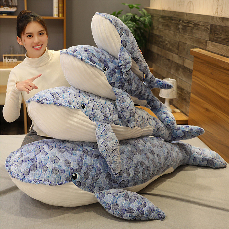 Whale Plushies Blue Whale Plush Pillow - Soft & Cozy Toy for Kids' Comfort