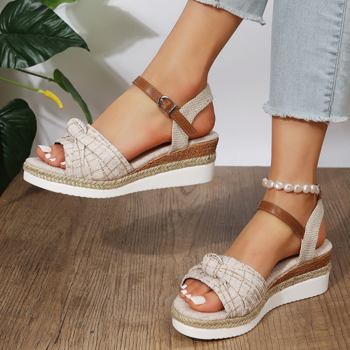 2023 Women's Butterfly-knot Wedge Sandals - Plus Size Casual Fashion Shoes