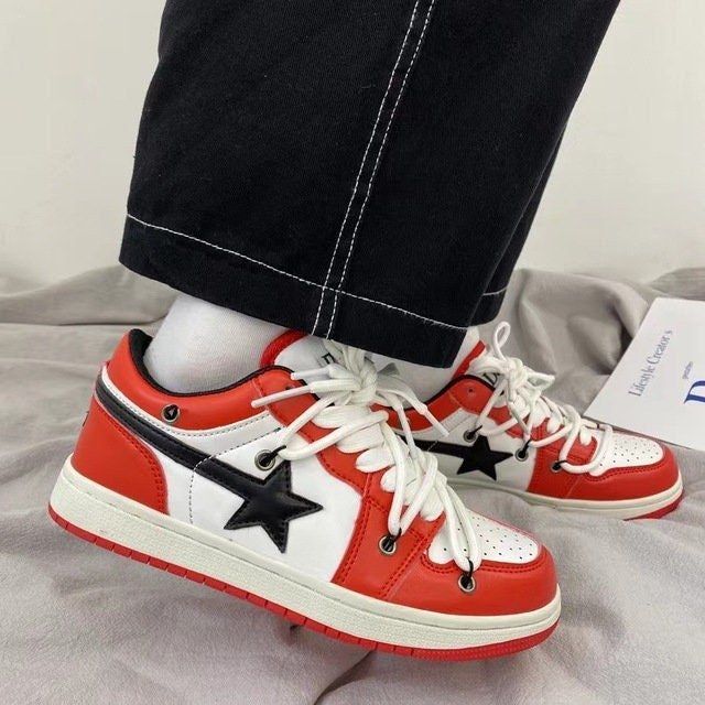 Bapesta Red Shoes - Y2K Clothing Fashion