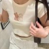 Beige Coquette Bear Baby Tee - Y2K Clothing