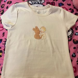 Beige Coquette Bear Baby Tee - Y2K Clothing