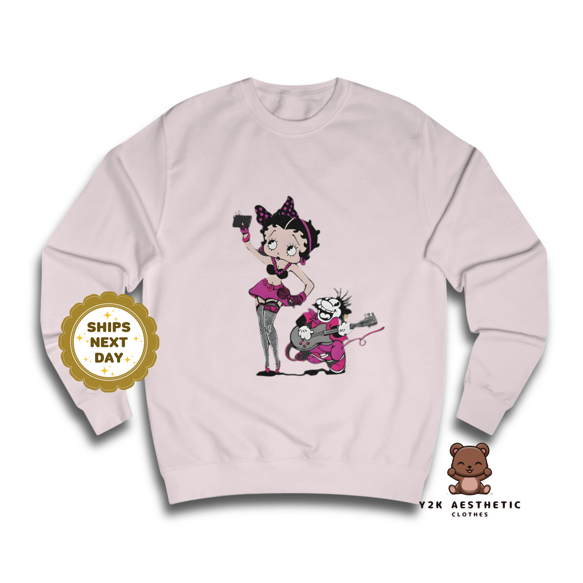 Betty Boop Sweatshirt - Women's Cartoon Crewneck Casual Shirt