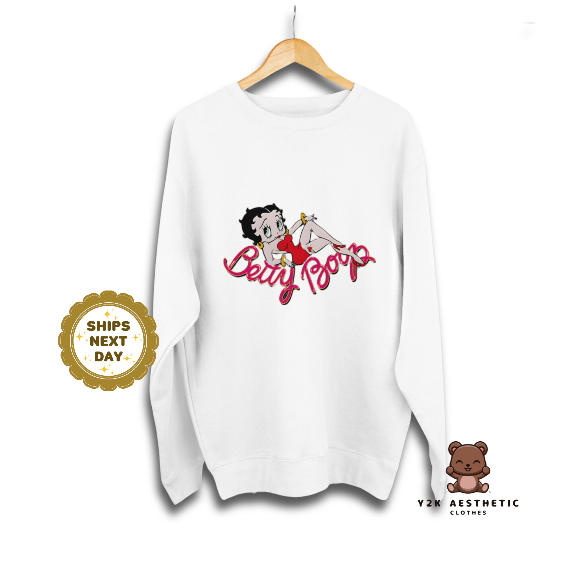 Betty Boop Sweatshirt - Women's Cartoon Crewneck Casual Shirt