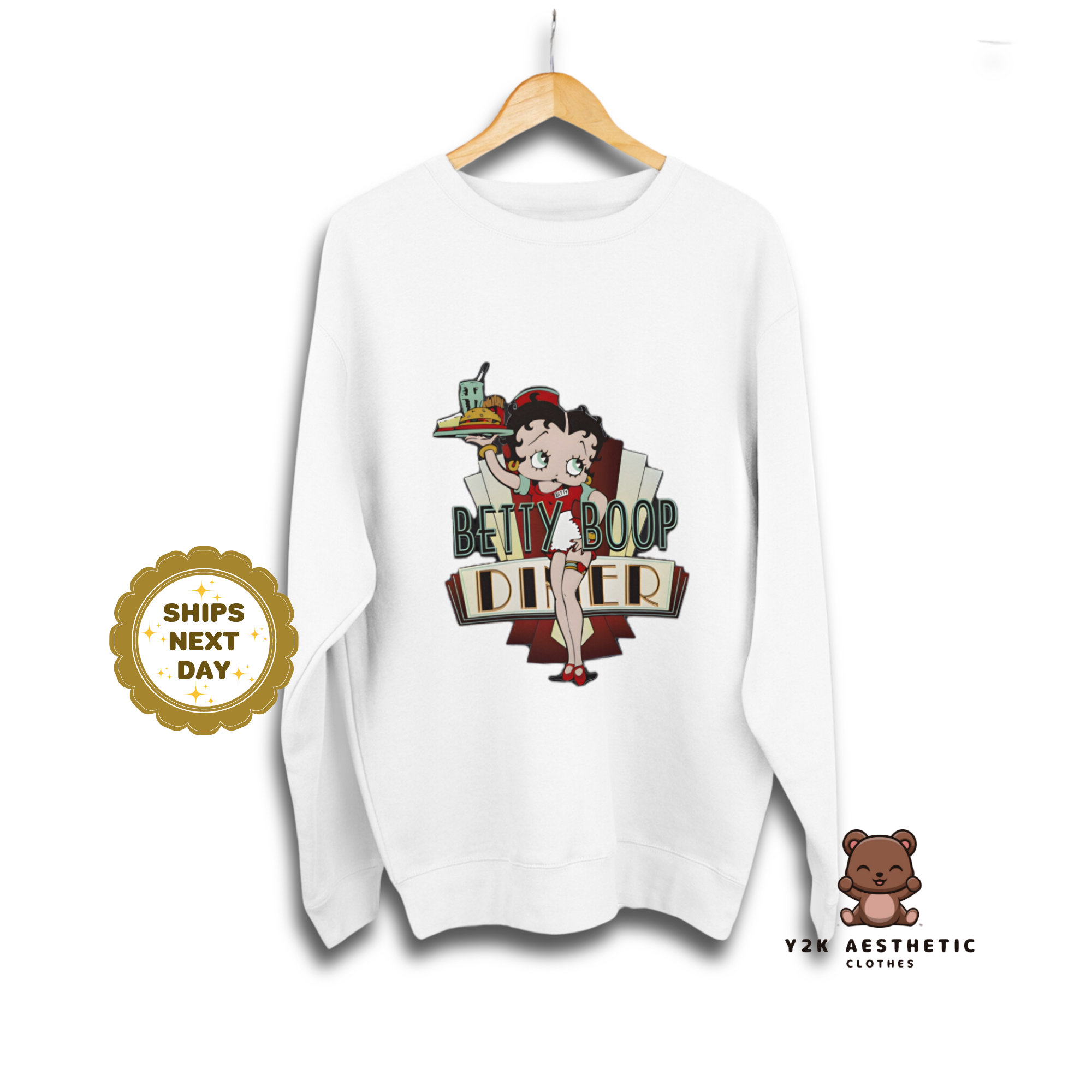 Betty Boop Sweatshirt - Women's Cartoon Crewneck Casual Shirt