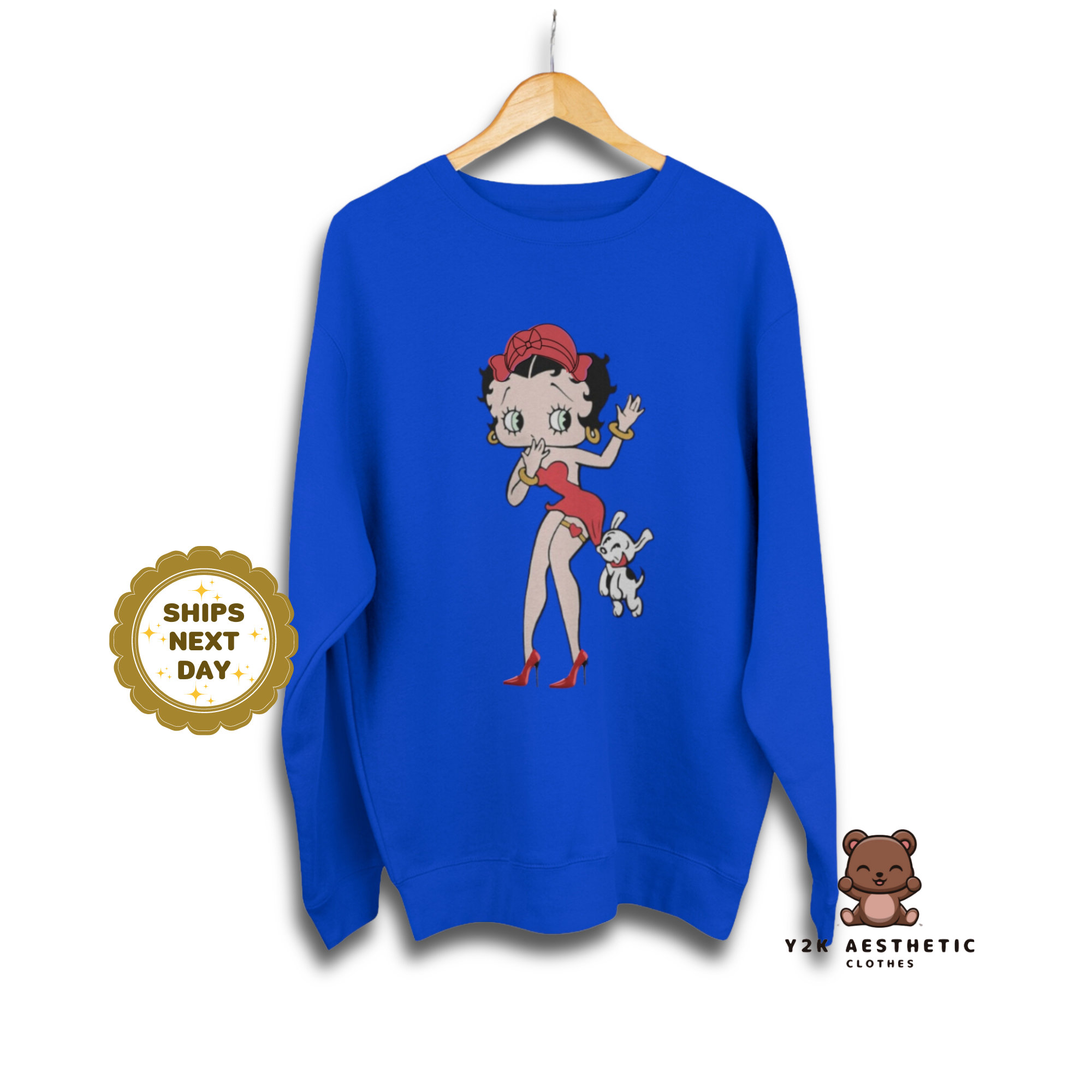 Betty Boop Sweatshirt - Women's Cartoon Crewneck Casual Shirt