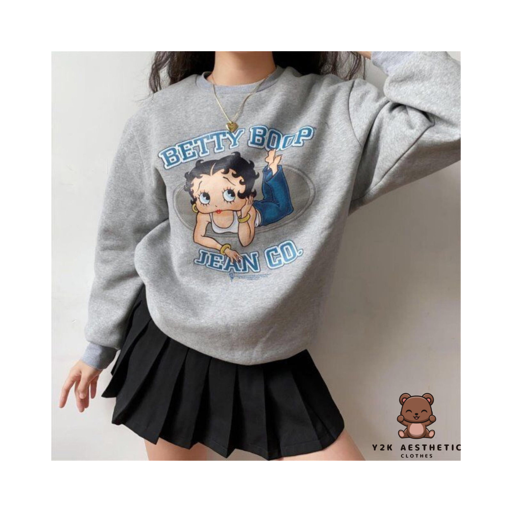 Betty Boop Sweatshirt - Women's Cartoon Crewneck Casual Shirt