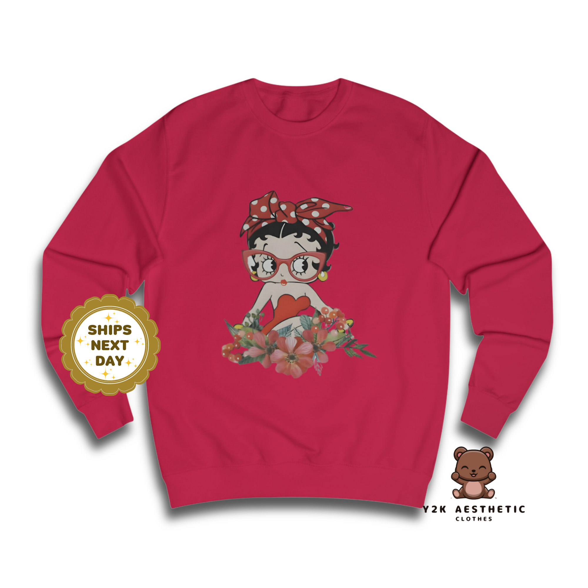 Betty Boop Sweatshirt - Women's Cartoon Crewneck Casual Shirt