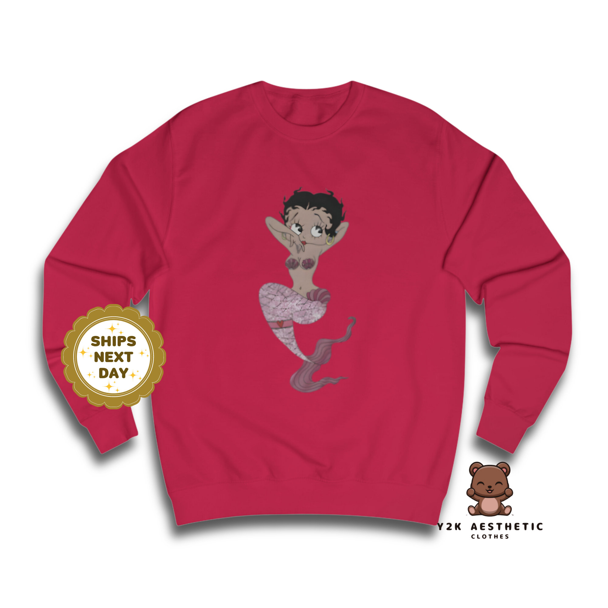 Betty Boop Sweatshirt - Women's Cartoon Crewneck Casual Shirt