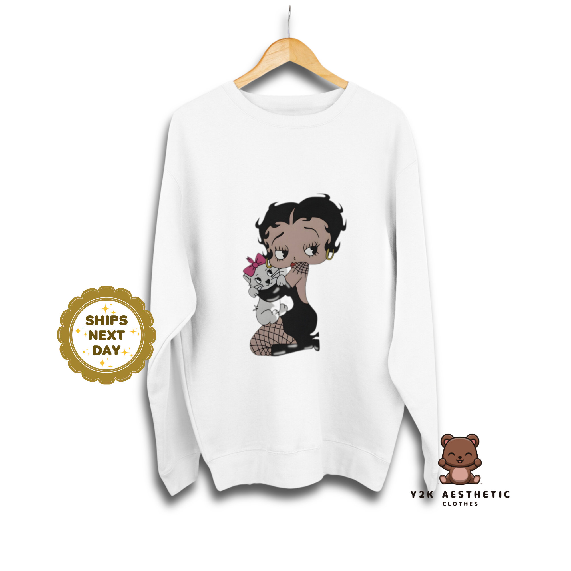 Betty Boop Sweatshirt - Women's Cartoon Crewneck Casual Shirt