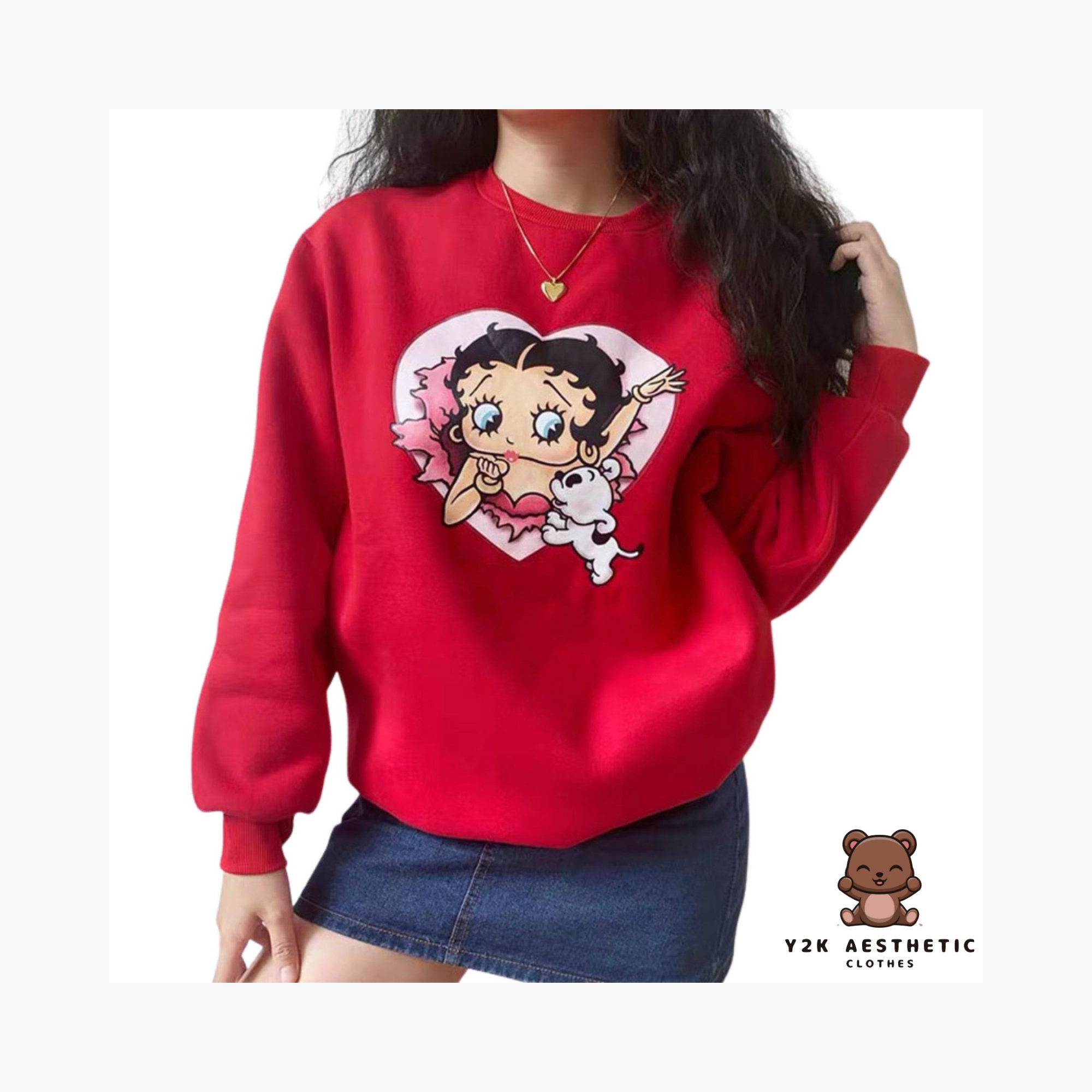 Betty Boop Sweatshirt - Women's Cartoon Crewneck Casual Shirt