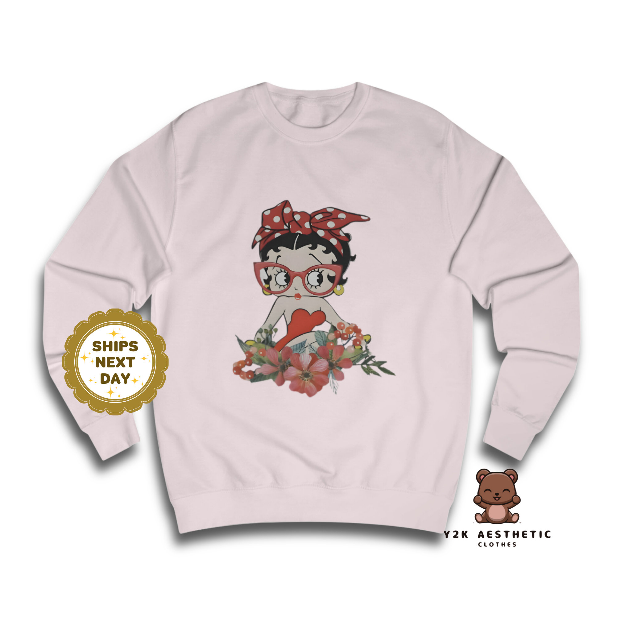 Betty Boop Sweatshirt - Women's Cartoon Crewneck Casual Shirt