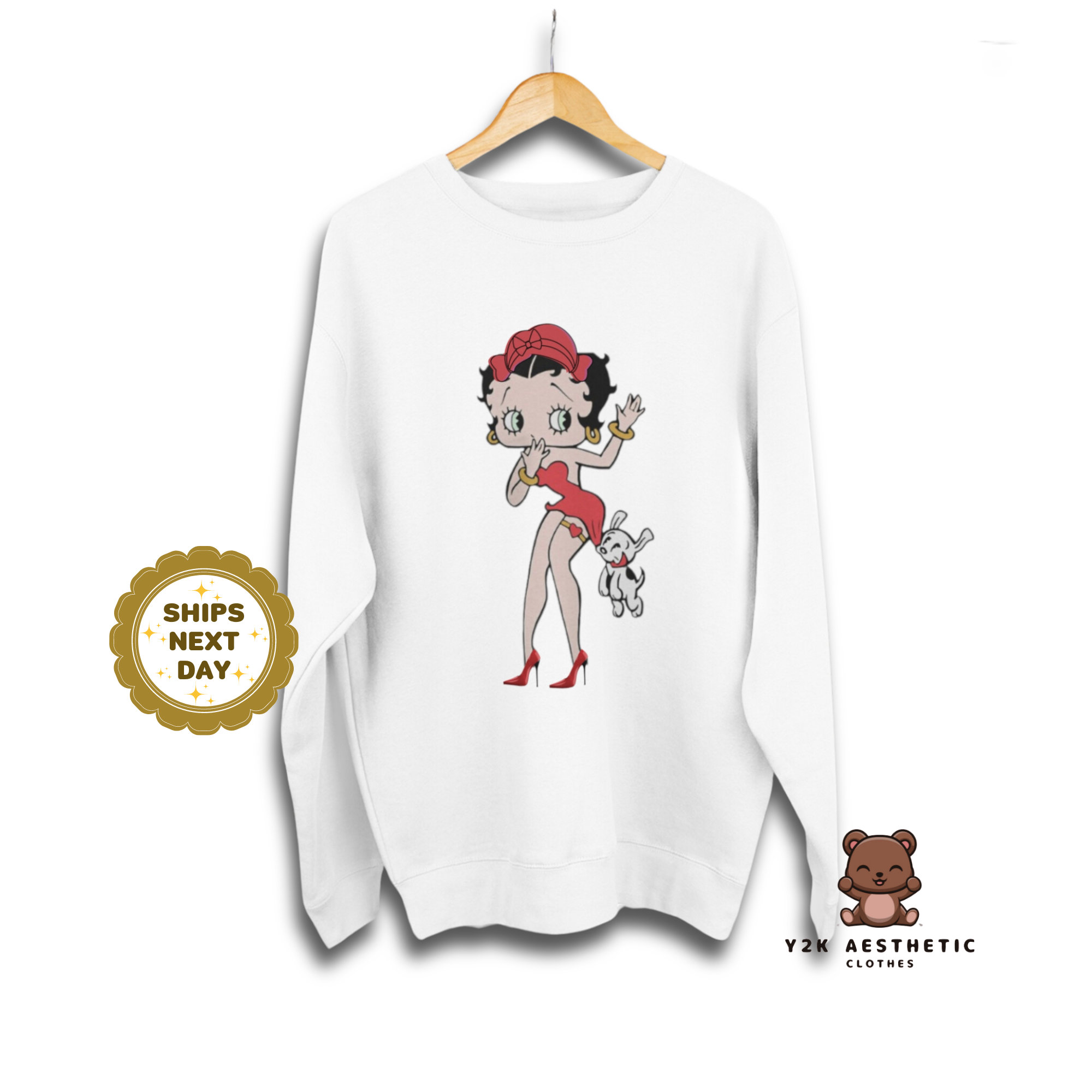 Betty Boop Sweatshirt - Women's Cartoon Crewneck Casual Shirt