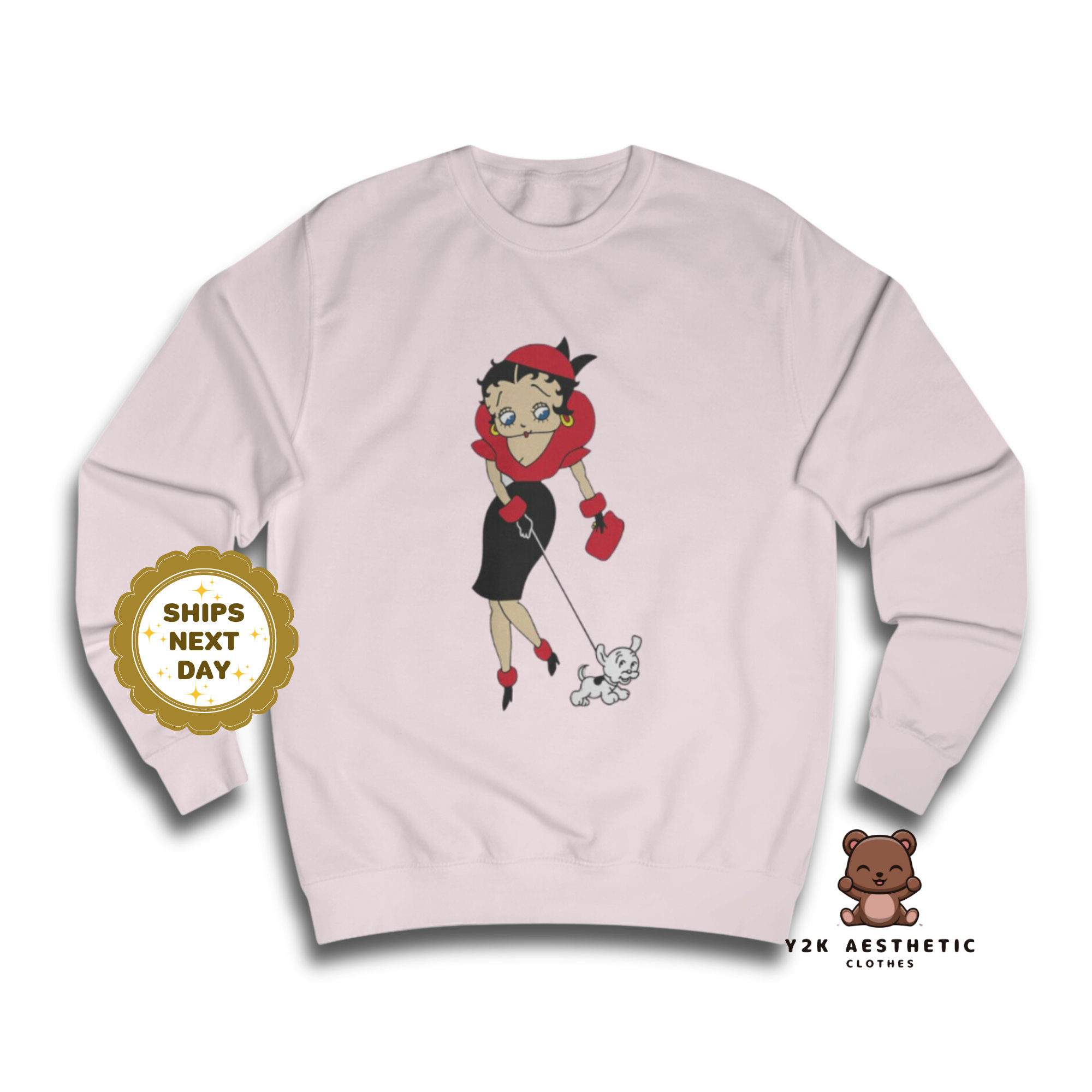 Betty Boop Sweatshirt - Women's Cartoon Crewneck Casual Shirt