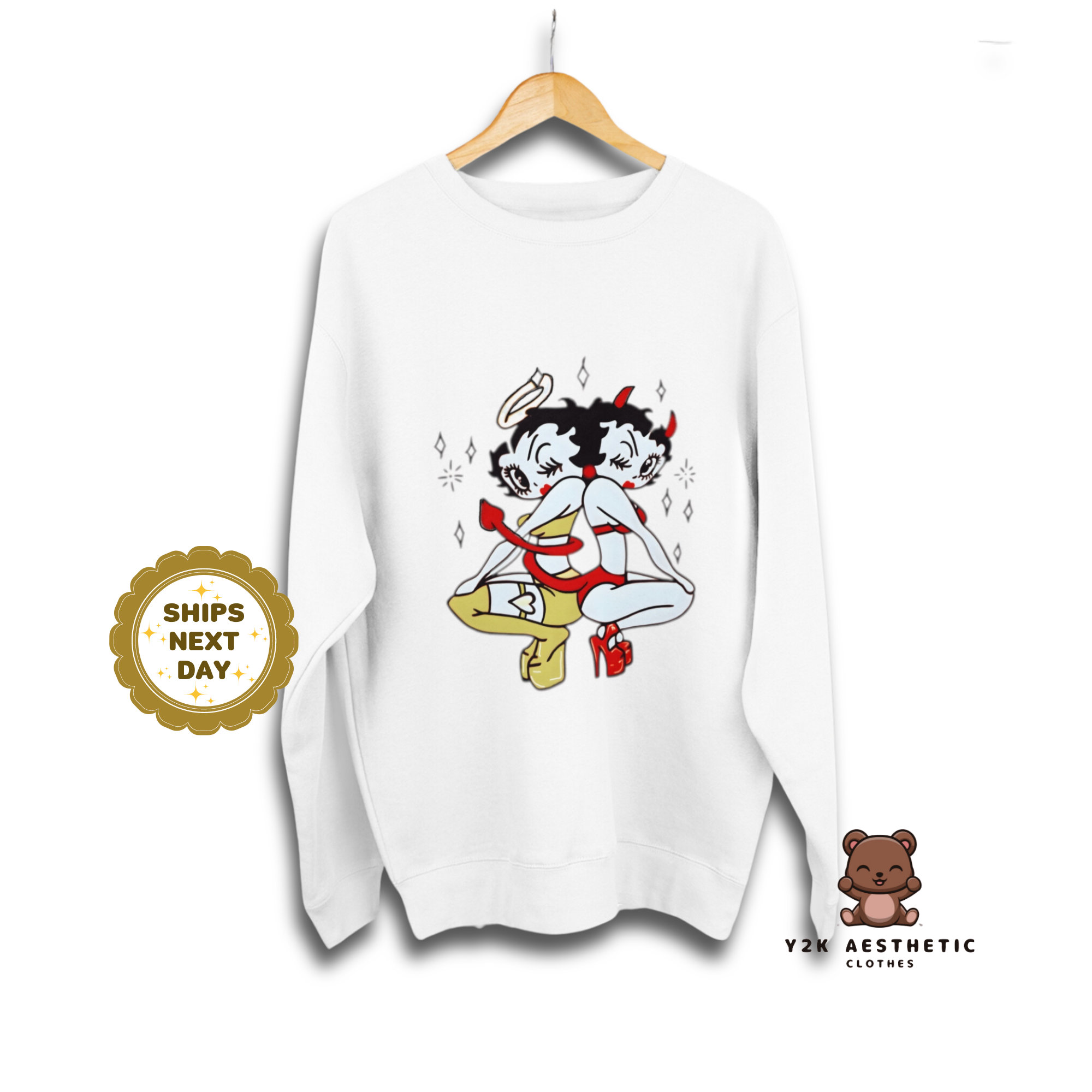 Betty Boop Sweatshirt - Women's Cartoon Crewneck Casual Shirt