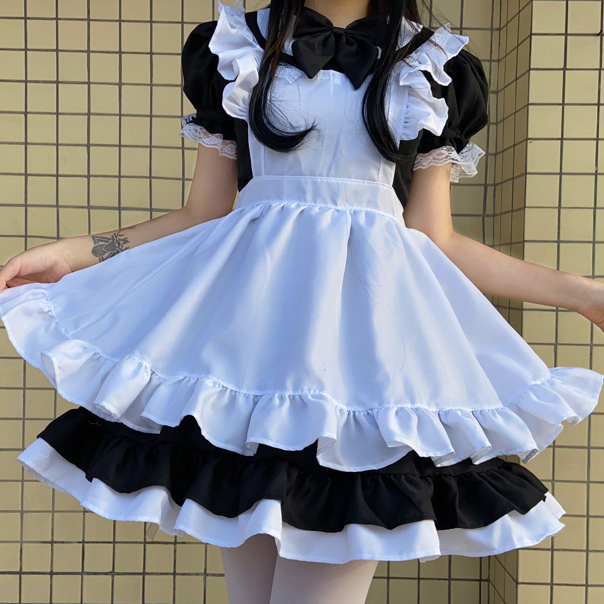 Black and White Maid Cosplay Dress