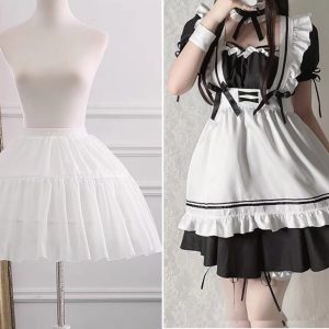 Black Cosplay Maid Dress with Choker - Y2K Clothing