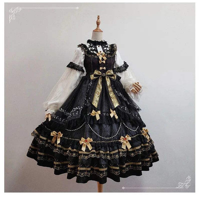 Black Gold Fluffy JSK Lolita Dress