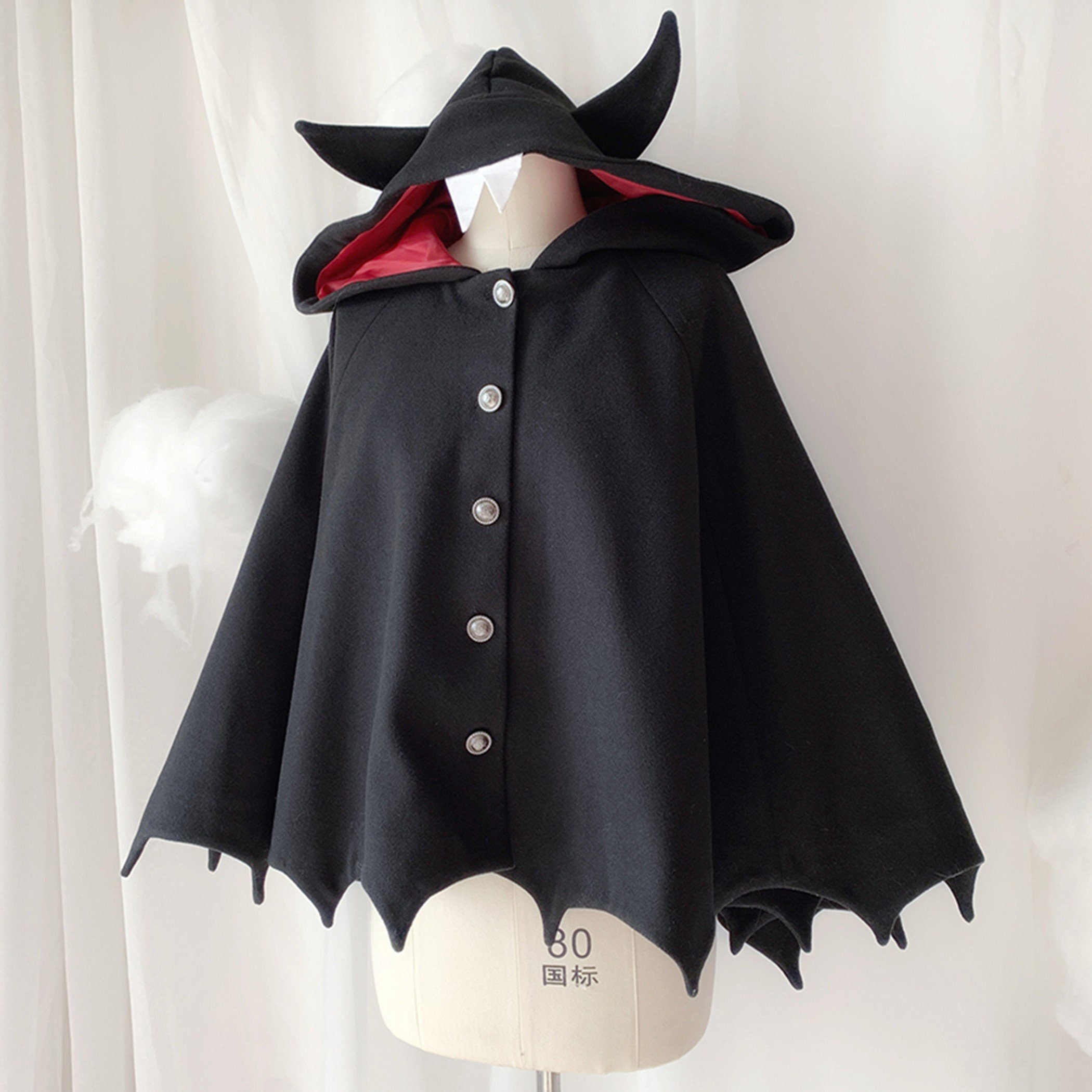 Black Gothic Halloween Costume Accessory Cape