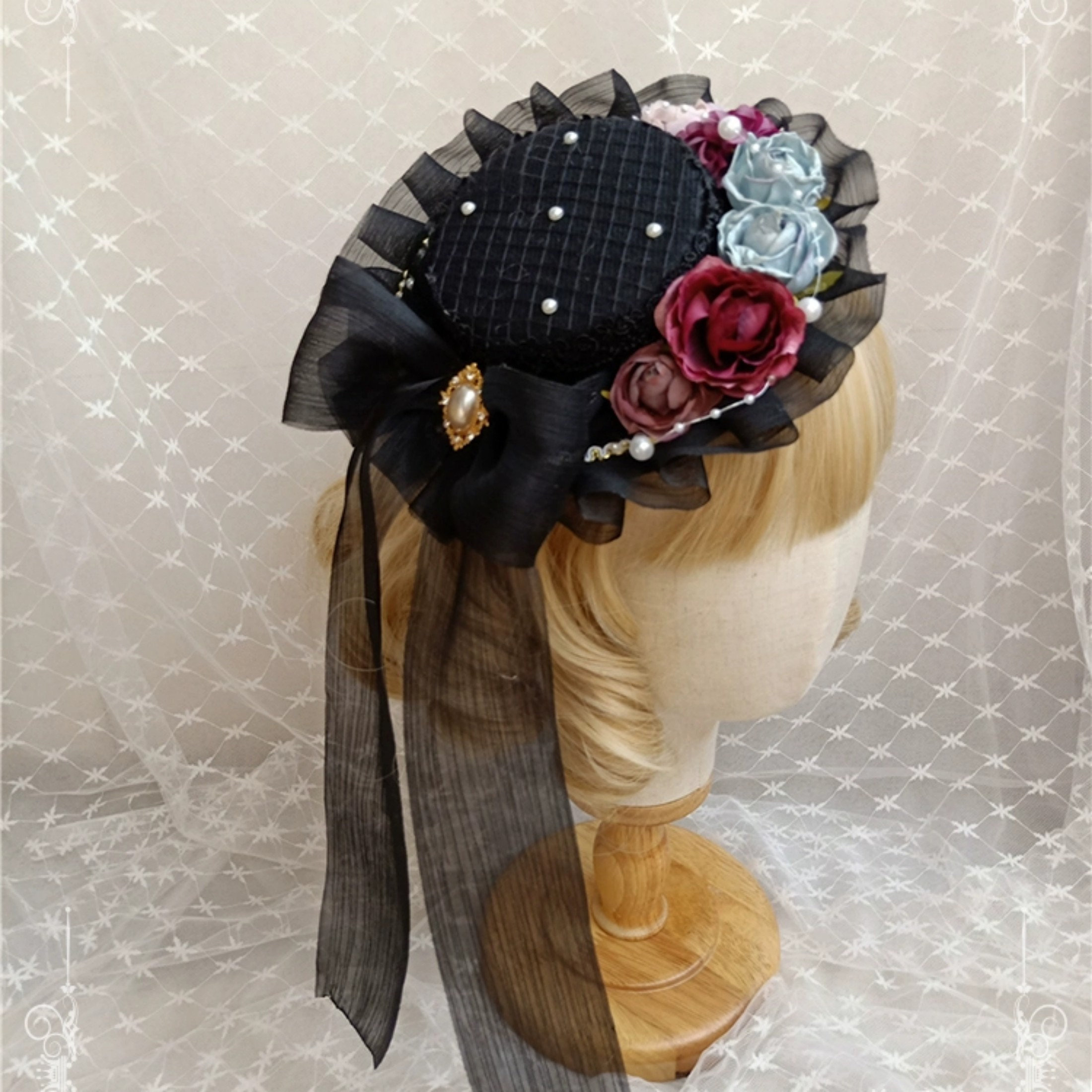 Black Gothic Handmade Fascinator Party Hat