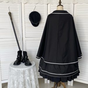 Black Gothic Lolita Cape - Y2K Clothing Fashion