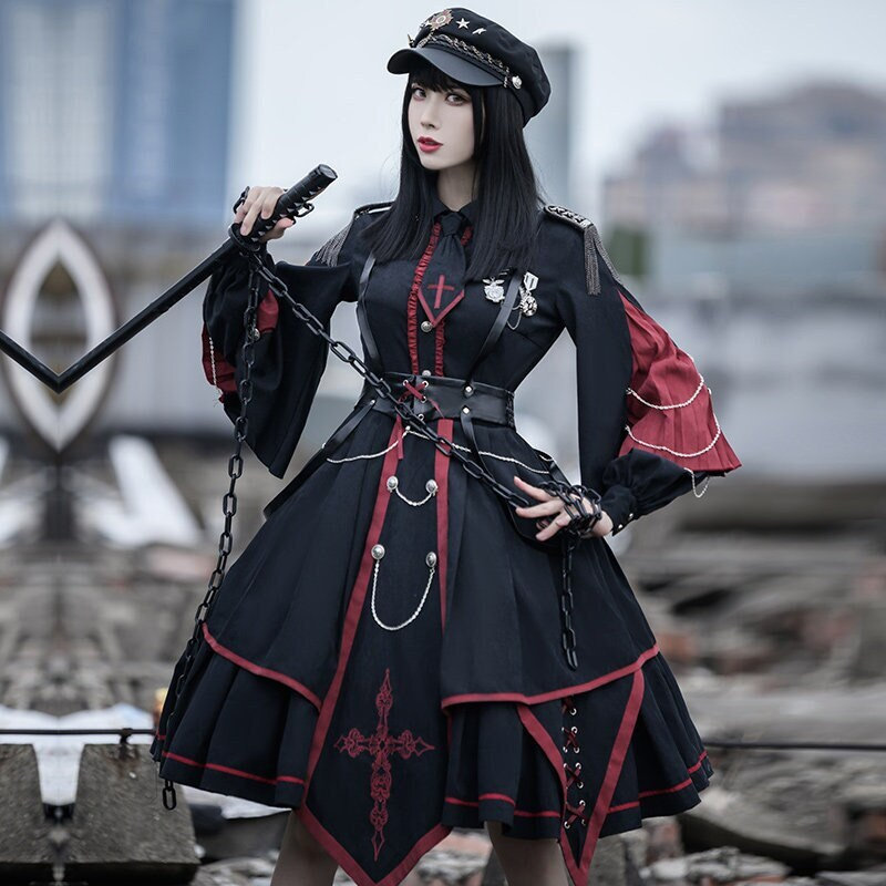 Black Gothic Lolita Dress - Women's Harajuku Summer Gift
