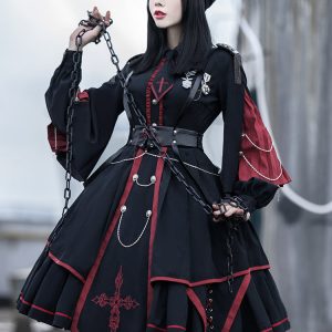 Black Gothic Lolita Dress - Women's Harajuku Summer Gift