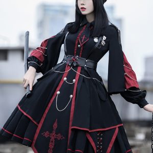 Black Gothic Lolita Dress - Women's Harajuku Summer Gift