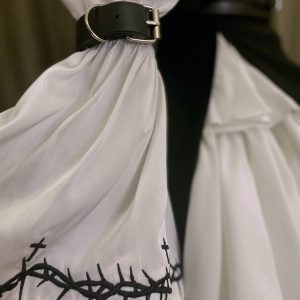 Black Gothic Lolita Dress with Belt - Y2K Clothing