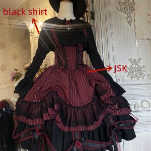 Black Gothic Lolita Party Costume Dress with Cape