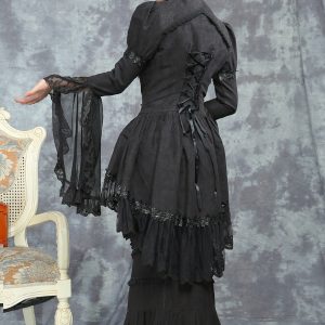 Black Gothic Long Sleeve Lace Women's Shirt