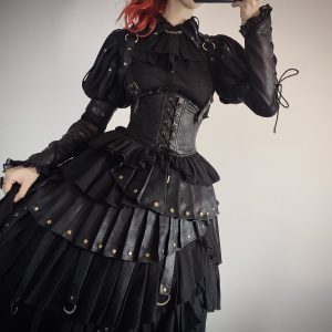 Black Gothic Retro Lolita Dress - Halloween Character Play Costume