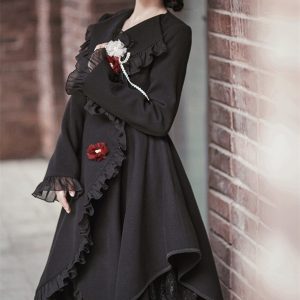 Black Gothic Wool Jacket for Girls