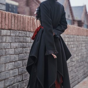 Black Gothic Wool Jacket for Girls