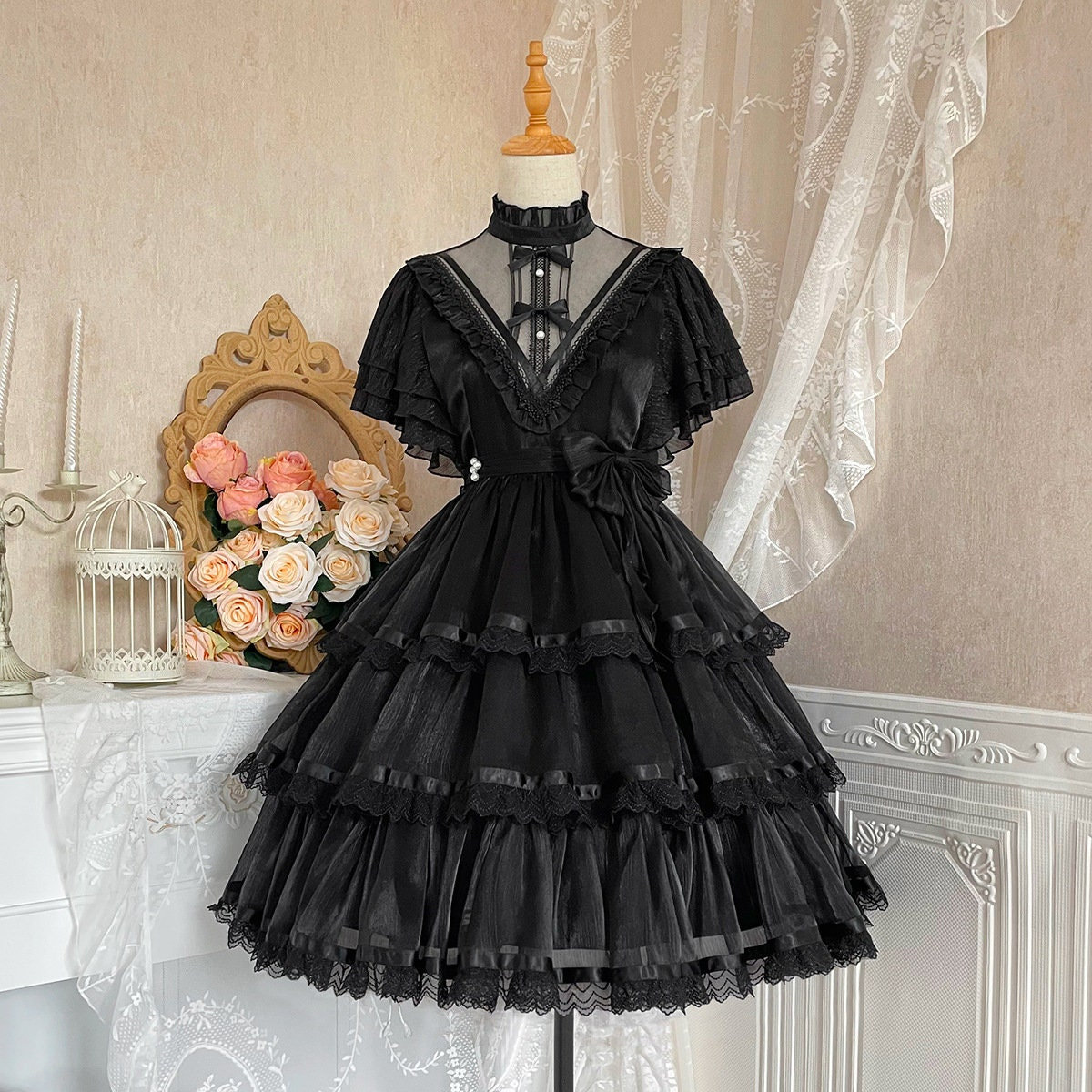 Black Lolita Dress - Y2K Clothing Fashion