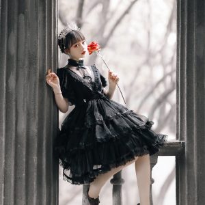 Black Lolita Dress - Y2K Clothing Fashion